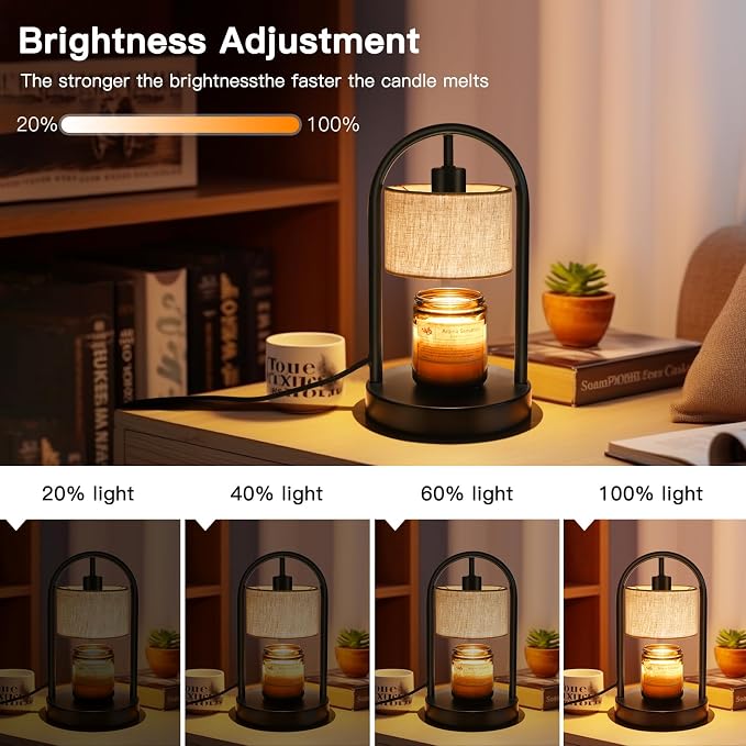 Candle Warmer Lamp with Timer, Dimmable Candle Lamp Warmer for Jar Candles, Wax Warmer with 2 Bulbs, Birthday Gifts for Women