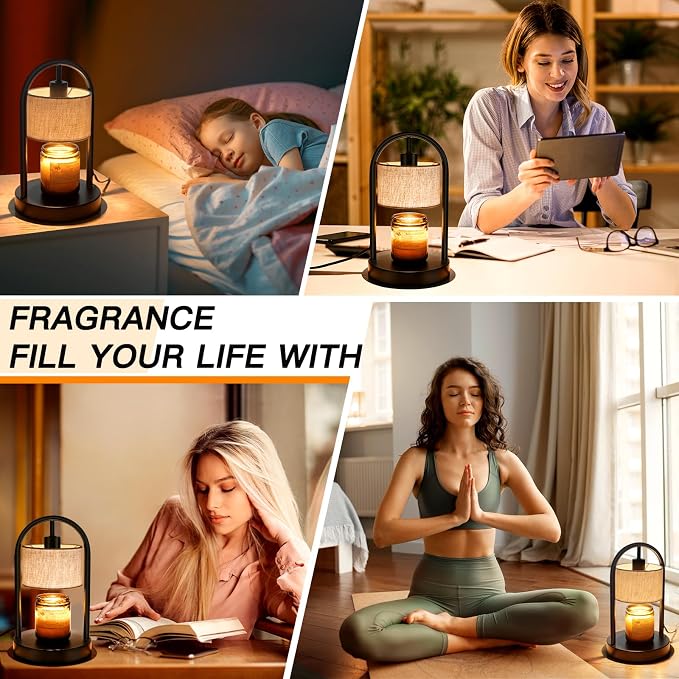 Candle Warmer Lamp with Timer, Dimmable Candle Lamp Warmer for Jar Candles, Wax Warmer with 2 Bulbs, Birthday Gifts for Women