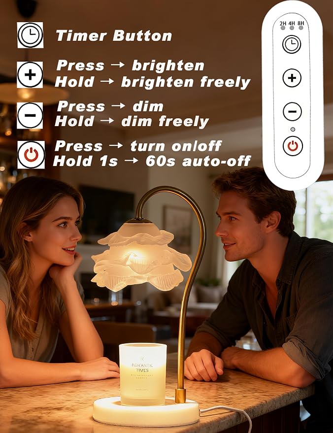 Candle Warmer Lamp with Timer, Dimmable Candle Warmer for Jar Candles, Wax Melts Warmer, Birthday Gifts for Women Mom, House
