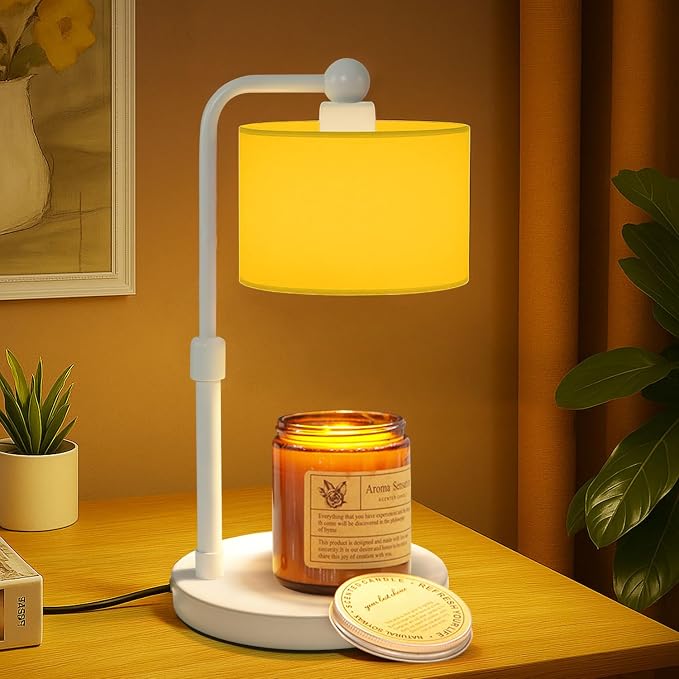 Candle Warmer Lamp with Timer, Dimmable Candle Wax Warmer, Height Adjustable Electric Candle Lamp Warmer with 2 Bulbs, Gifts