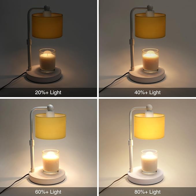 Candle Warmer Lamp with Timer, Dimmable Candle Wax Warmer, Height Adjustable Electric Candle Lamp Warmer with 2 Bulbs, Gifts