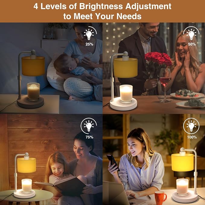 Candle Warmer Lamp with Timer, Dimmable Candle Wax Warmer, Height Adjustable Electric Candle Lamp Warmer with 2 Bulbs, Gifts