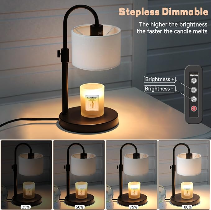 Candle Warmer Lamp with Timer, Dimmable Candle Wax Warmer Candle Lamp Warmer with 2 Bulbs, House Warming Gifts Birthday Gifts