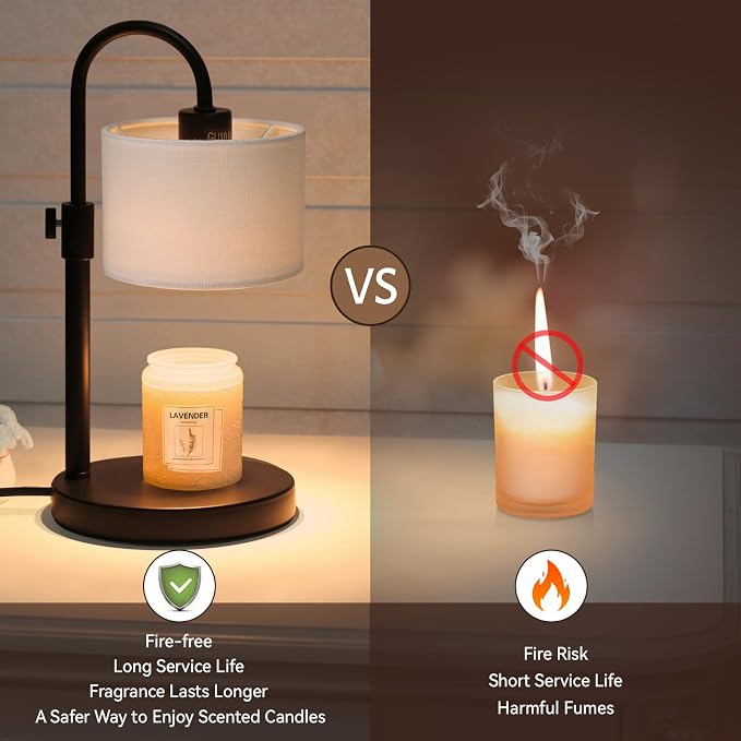Candle Warmer Lamp with Timer, Dimmable Candle Wax Warmer Candle Lamp Warmer with 2 Bulbs, House Warming Gifts Birthday Gifts