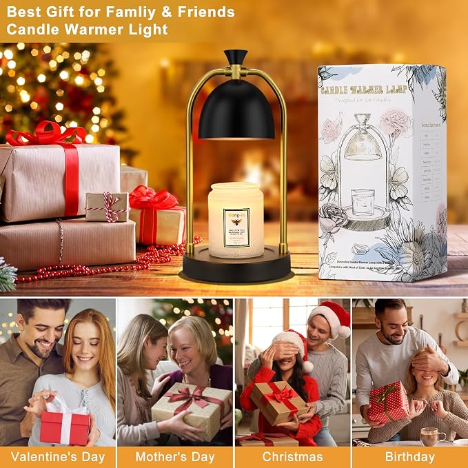 Candle Warmer Lamp - with Timer & Dimmable, Cozy Birthday Gift for Women Mom, Modern Home Decor House Warming Gifts Wax Melt