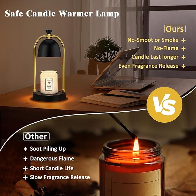 Candle Warmer Lamp - with Timer & Dimmable, Cozy Birthday Gift for Women Mom, Modern Home Decor House Warming Gifts Wax Melt