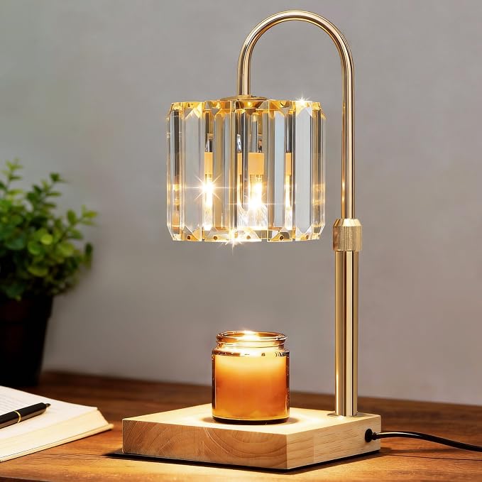 Candle Warmer Lamp with Timer, Dimmable Electric Candle Wamer Adjustable Height, Glass Modern Candles Melter Lamp, Gifts for