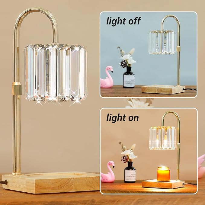 Candle Warmer Lamp with Timer, Dimmable Electric Candle Wamer Adjustable Height, Glass Modern Candles Melter Lamp, Gifts for
