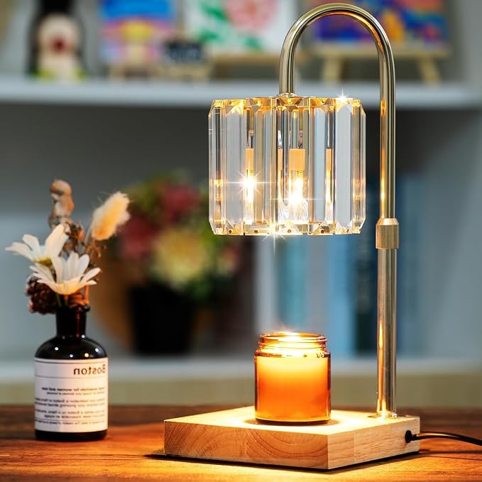 Candle Warmer Lamp with Timer, Dimmable Electric Candle Wamer Adjustable Height, Glass Modern Candles Melter Lamp, Gifts for