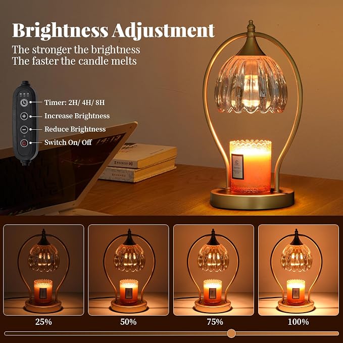 Candle Warmer Lamp with Timer Dimmable: Electric Candle Warmer Birthday Gifts for Women, Mothers Day Gifts for Mom, House