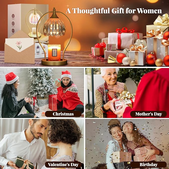 Candle Warmer Lamp with Timer Dimmable: Electric Candle Warmer Birthday Gifts for Women, Mothers Day Gifts for Mom, House