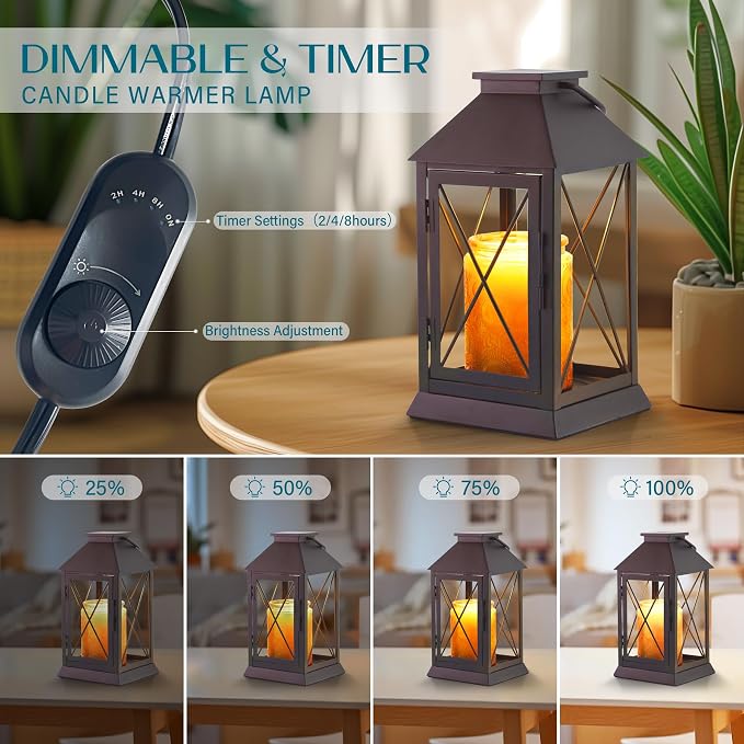 Candle Warmer Lamp with Timer Dimmable,Electric Candle Lamp Warmer for Jar Candles,Large Candle Warming Lamp,Fully Enclosed