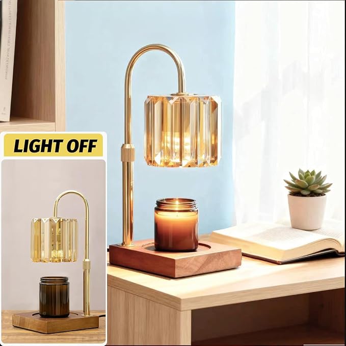 Candle Warmer Lamp with Timer, Dimmable Electric Candles Wamer Adjustable Height, Gifts for Women Mom, Glass Modern Candle
