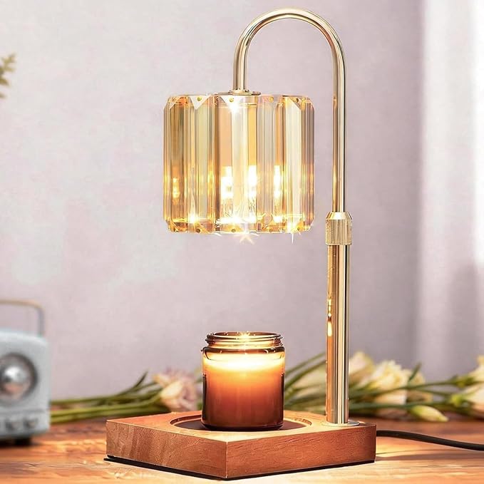 Candle Warmer Lamp with Timer, Dimmable Electric Candles Wamer Adjustable Height, Gifts for Women Mom, Glass Modern Candle