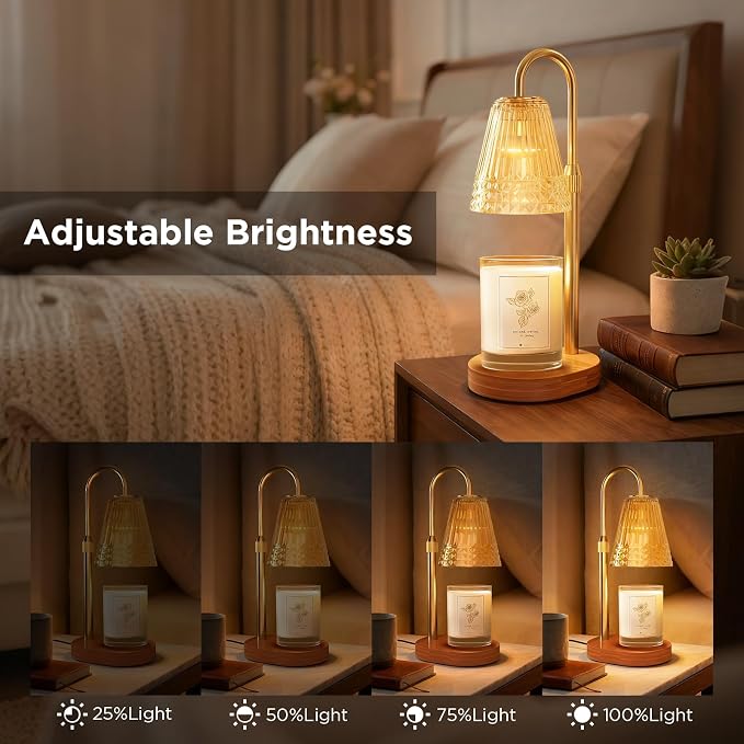 Candle Warmer Lamp with Timer, Dimmable Electric Wax Melter with Adjustable Height, alternate product view 2