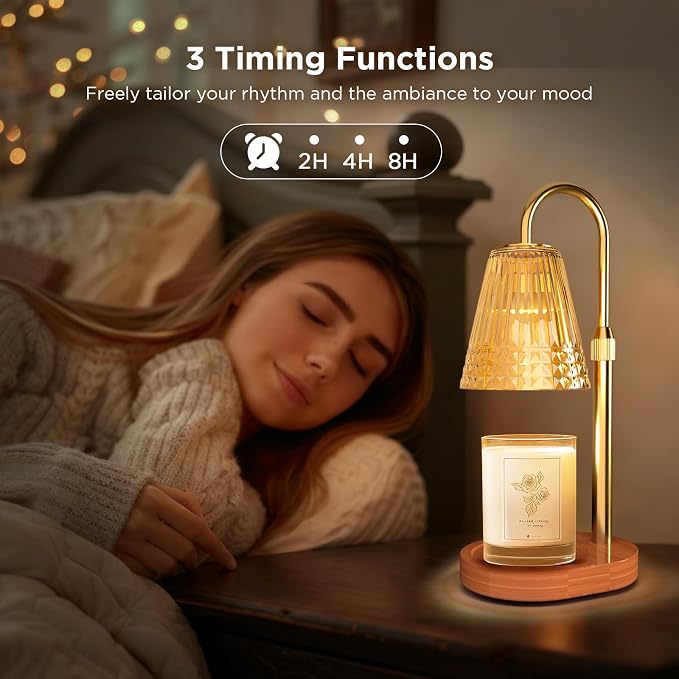 Candle Warmer Lamp with Timer, Dimmable Electric Wax Melter with Adjustable Height, alternate product view 3