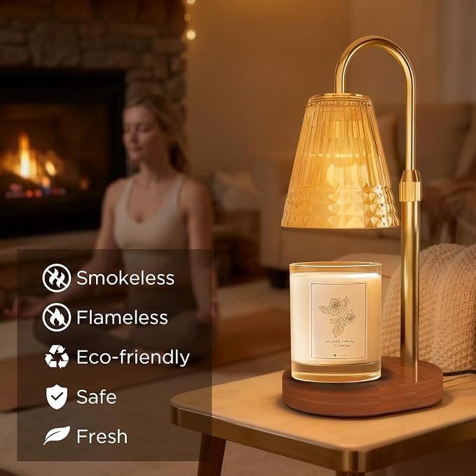 Candle Warmer Lamp with Timer, Dimmable Electric Wax Melter with Adjustable Height, alternate product view 5