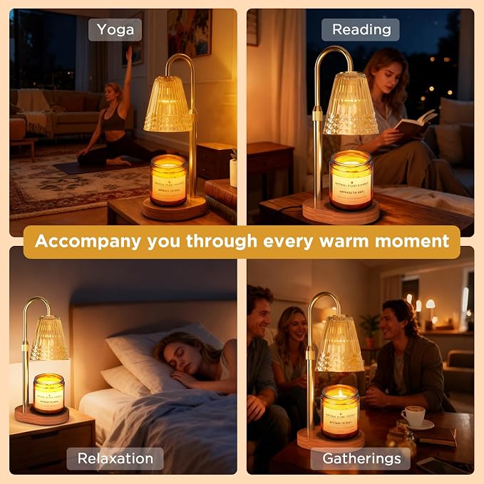 Candle Warmer Lamp with Timer, Dimmable Electric Wax Melter with Adjustable Height, alternate product view 7