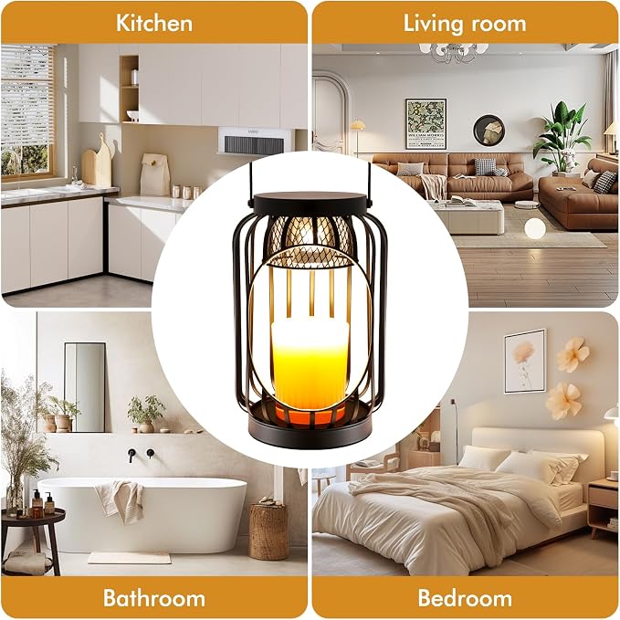 Candle Warmer Lamp with Timer & Dimmable Function - Vintage Hanging Candle Wax Warmer Lantern for 3-Wick/Large Jar Candles