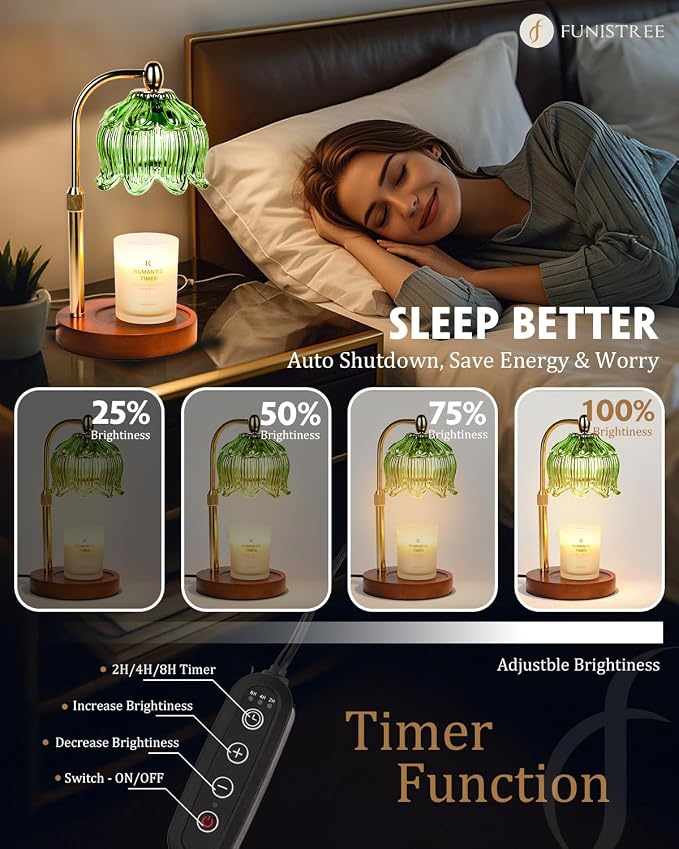 Candle Warmer Lamp with Timer Dimmable, Height Adjustable, Birthday Gifts for Women Mom, Suitable for New Home Decoration