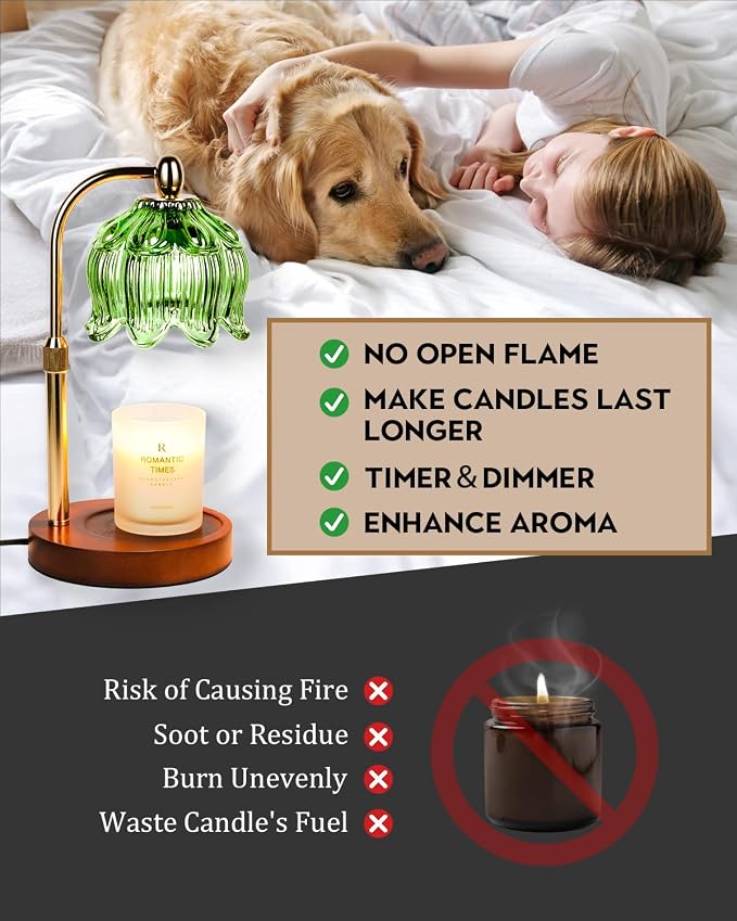 Candle Warmer Lamp with Timer Dimmable, Height Adjustable, Birthday Gifts for Women Mom, Suitable for New Home Decoration