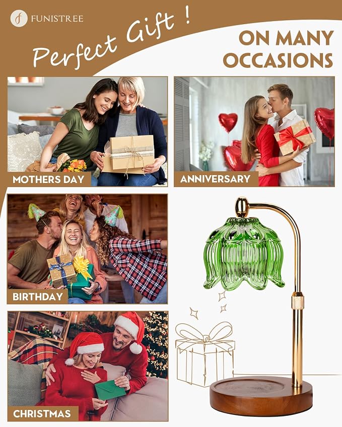 Candle Warmer Lamp with Timer Dimmable, Height Adjustable, Birthday Gifts for Women Mom, Suitable for New Home Decoration