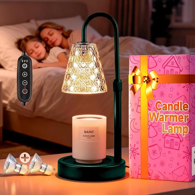 Candle Warmer Lamp with Timer Dimmable, Height Adjustable Wax Melt Warmer for Jar Candles - Includes 2 Bulbs, product image