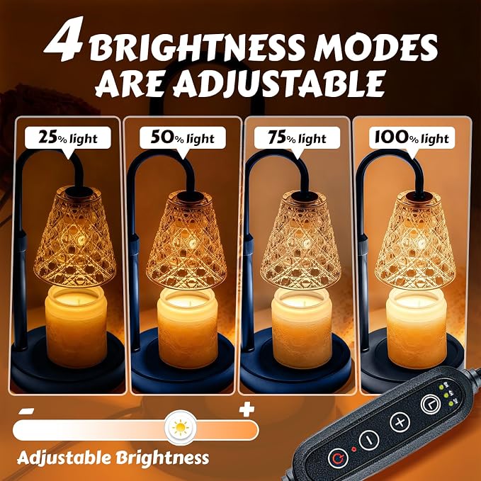 Candle Warmer Lamp with Timer Dimmable, Height Adjustable Wax Melt Warmer for Jar Candles - Includes 2 Bulbs, alternate