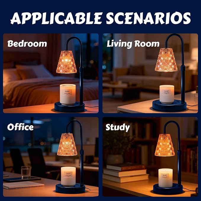 Candle Warmer Lamp with Timer Dimmable, Height Adjustable Wax Melt Warmer for Jar Candles - Includes 2 Bulbs, alternate
