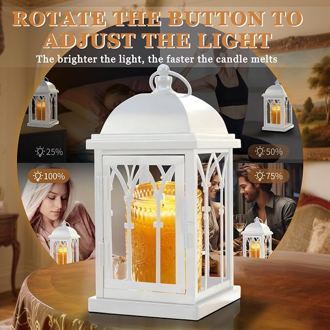 Candle Warmer Lamp with Timer,Dimmable Large Electric Lantern Candle Warmer for Jar Candles,Vintage Enclosed Candle Lamp