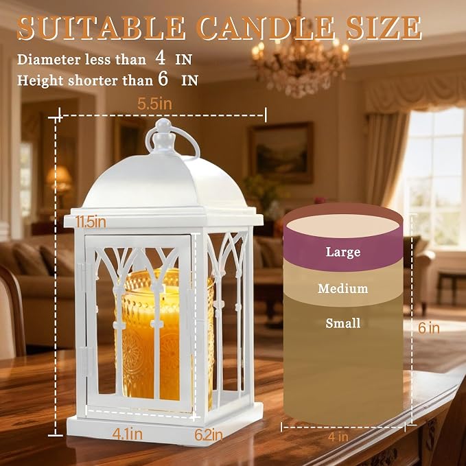 Candle Warmer Lamp with Timer,Dimmable Large Electric Lantern Candle Warmer for Jar Candles,Vintage Enclosed Candle Lamp