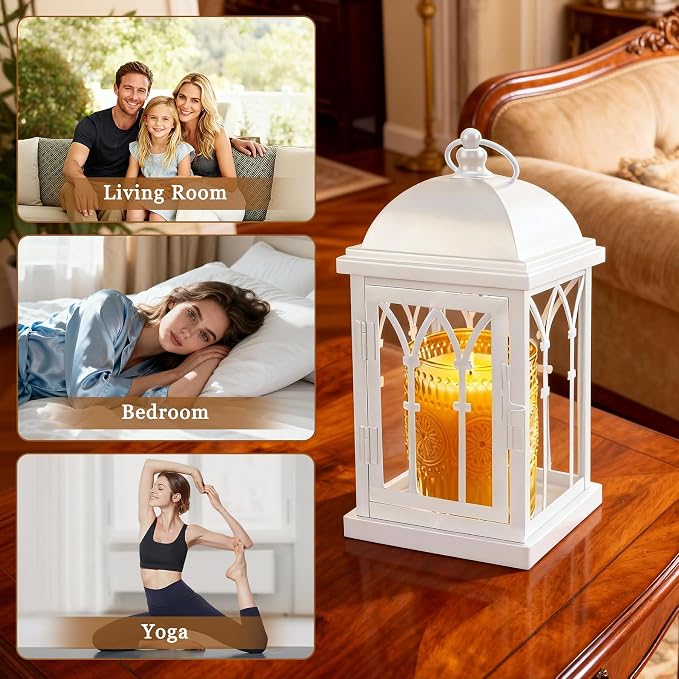 Candle Warmer Lamp with Timer,Dimmable Large Electric Lantern Candle Warmer for Jar Candles,Vintage Enclosed Candle Lamp