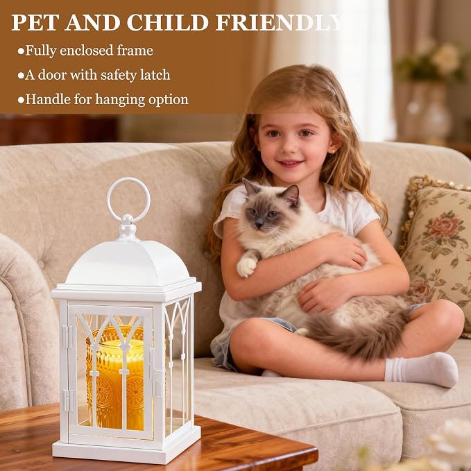 Candle Warmer Lamp with Timer,Dimmable Large Electric Lantern Candle Warmer for Jar Candles,Vintage Enclosed Candle Lamp