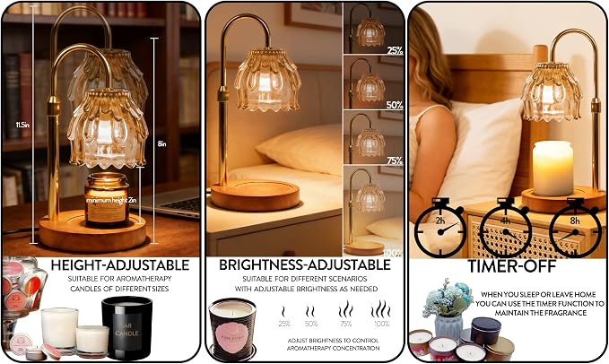 Candle Warmer Lamp with Timer Dimmable, Mother's Day/Birthday Gifts for Women Mom Her, alternate product view 4