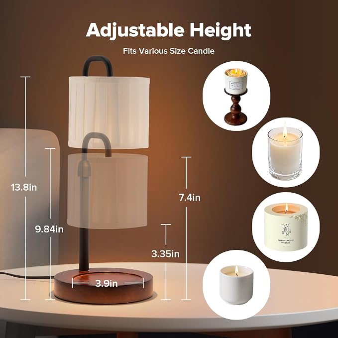 Candle Warmer Lamp with Timer, Dimmable Wax Warmer Candle Lamp for Jar Candle with 2 Bulbs, Christmas Birthday Gifts for