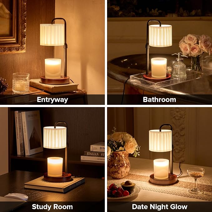 Candle Warmer Lamp with Timer, Dimmable Wax Warmer Candle Lamp for Jar Candle with 2 Bulbs, Christmas Birthday Gifts for