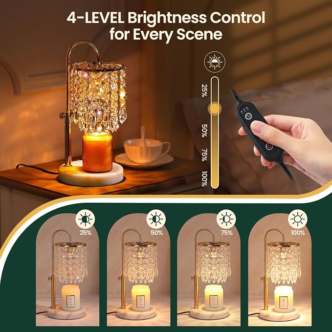 Candle Warmer Lamp with Timer Dimmer,2H/4H/8H Timer, Lamp Candle Warmer with Marble Base for Adjustable Height, alternate