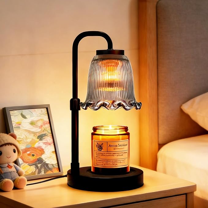 Candle Warmer Lamp with Timer Dimmer: 3 Timing Mode, 35W Safety Anti-Scalding, 4 Level Dimming Romantic Night - Wax Warmer
