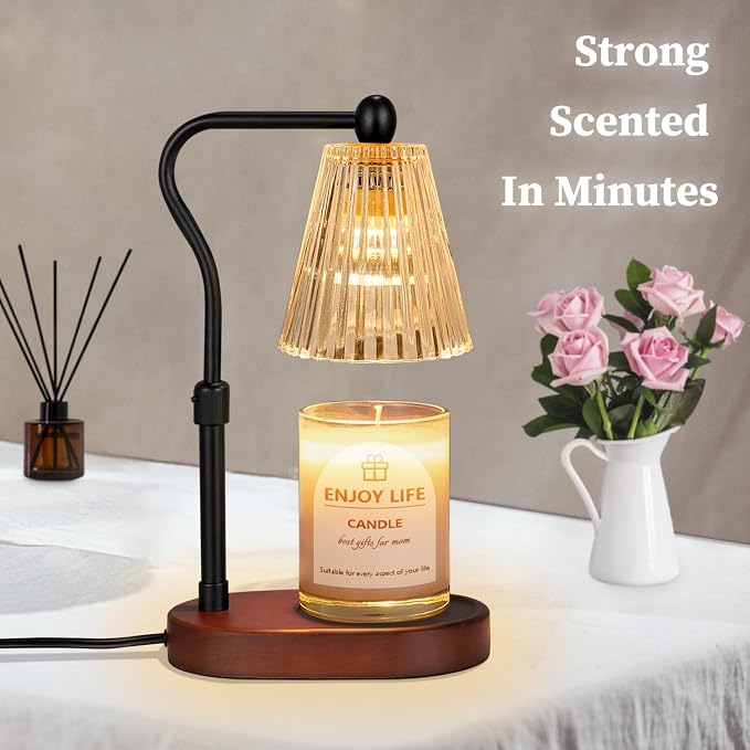 Candle Warmer Lamp with Timer Dimmer Adjustable Height,Mothers Day Gifts,Electric Wax Warmer Vintage Home Decor for Scented