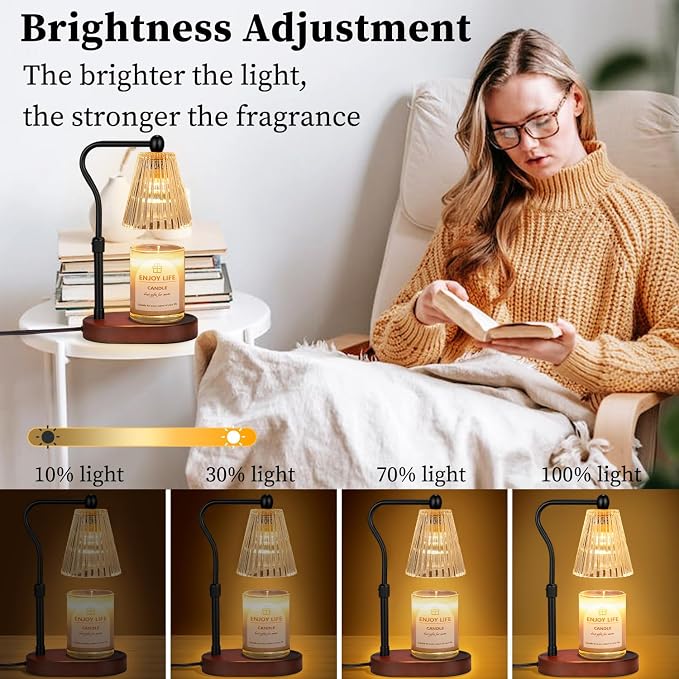 Candle Warmer Lamp with Timer Dimmer Adjustable Height,Mothers Day Gifts,Electric Wax Warmer Vintage Home Decor for Scented