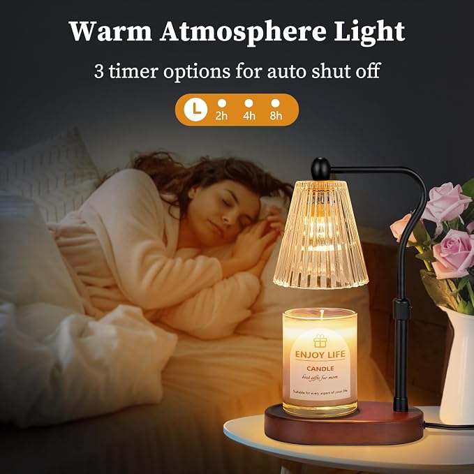 Candle Warmer Lamp with Timer Dimmer Adjustable Height,Mothers Day Gifts,Electric Wax Warmer Vintage Home Decor for Scented