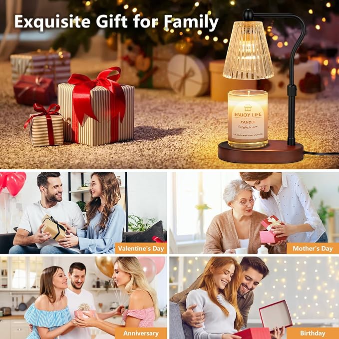 Candle Warmer Lamp with Timer Dimmer Adjustable Height,Mothers Day Gifts,Electric Wax Warmer Vintage Home Decor for Scented
