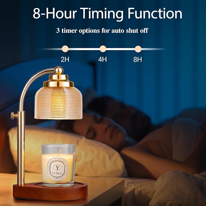 Candle Warmer Lamp with Timer Dimmer, Adjustable Height Wax Melt Warmer for Jar Candles, Vintage Home Decor & Aesthetic