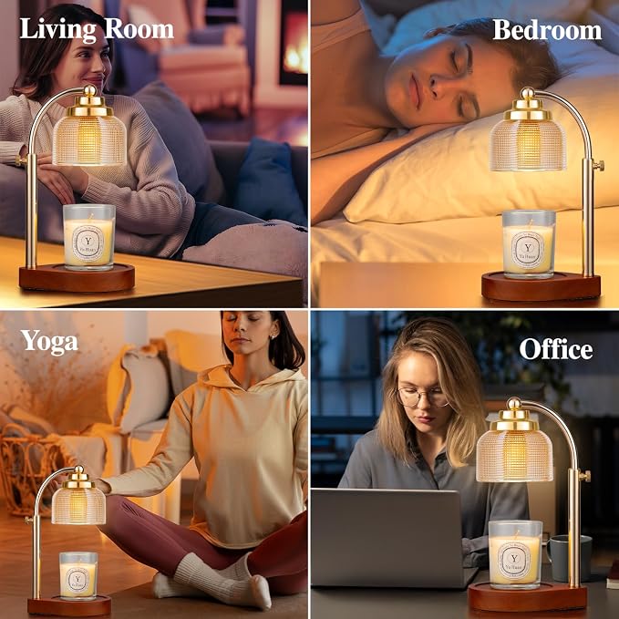 Candle Warmer Lamp with Timer Dimmer, Adjustable Height Wax Melt Warmer for Jar Candles, Vintage Home Decor & Aesthetic