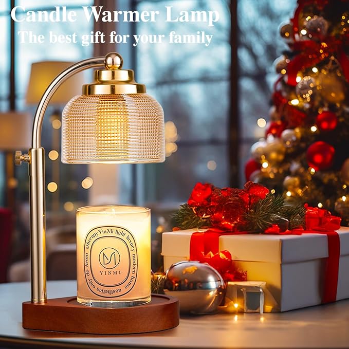 Candle Warmer Lamp with Timer Dimmer, Adjustable Height Wax Melt Warmer for Jar Candles, Vintage Home Decor & Aesthetic