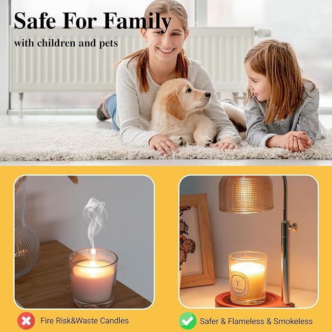 Candle Warmer Lamp with Timer Dimmer, Adjustable Height Wax Melt Warmer for Jar Candles, Vintage Home Decor & Aesthetic