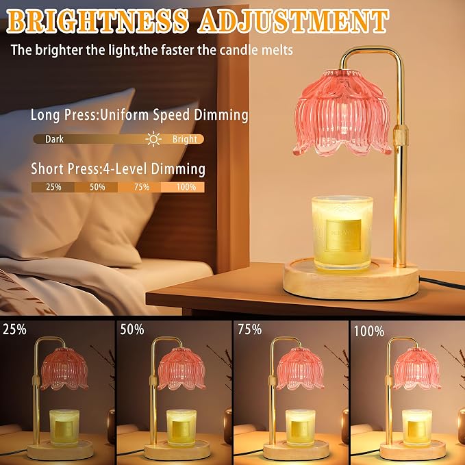 Candle Warmer Lamp with Timer Dimmer, Adjustable Height Candle Wax Warmer, Christmas Birthday Gift for Mom Women, House