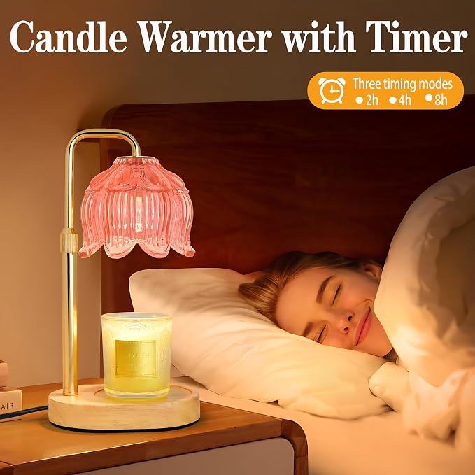 Candle Warmer Lamp with Timer Dimmer, Adjustable Height Candle Wax Warmer, Christmas Birthday Gift for Mom Women, House