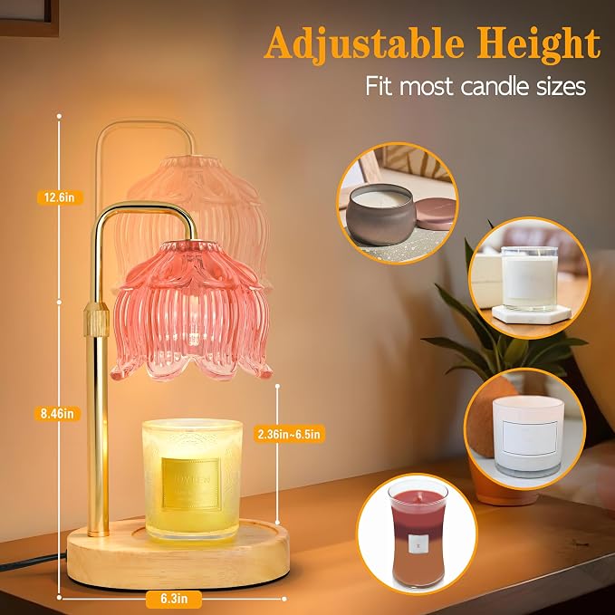 Candle Warmer Lamp with Timer Dimmer, Adjustable Height Candle Wax Warmer, Christmas Birthday Gift for Mom Women, House