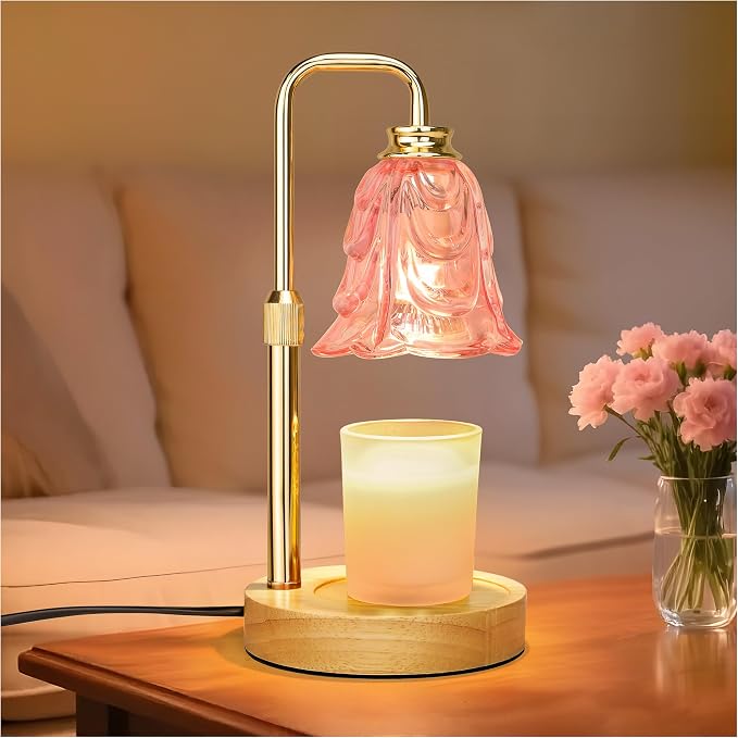 Candle Warmer Lamp with Timer Dimmer, Adjustable Height Pink Tulip Candle Wax Warmer, Christmas Birthday Gift for Mom Women